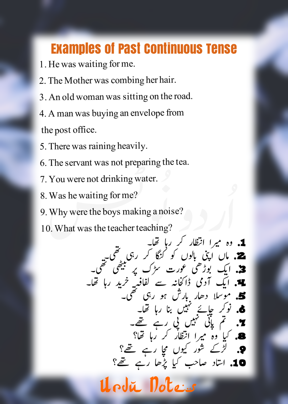 PAST PERFECT CONTINUOUS TENSE EXAMPLES URDU visual data 6